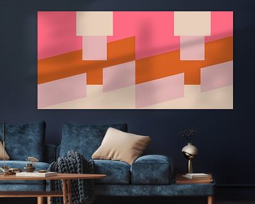 Moderne abstrakte minimalistische geometrische Landschaft im Retrostil I von Dina Dankers