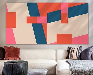 Geometric landscape in retro colors. Modern abstract minimalist art I by Dina Dankers