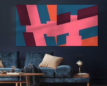 Geometric landscape in retro colors. Modern abstract minimalist art IV by Dina Dankers