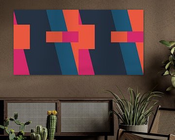 Geometrisch landschap in retro kleuren. Moderne abstracte minimalistische kunst VII van Dina Dankers