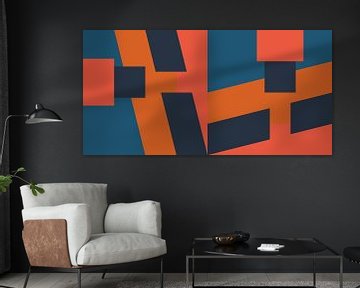 Geometrische Landschaft in Retro-Farben. Moderne abstrakte minimalistische Kunst VIII von Dina Dankers