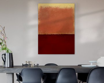 Modern abstract wabi-sabi in rood, oranje, geel van Studio Allee
