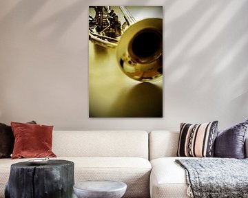 Trumpet in close-up with reflections by Catalina Morales Gonzalez