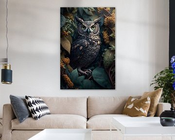 Portrait of an owl in the jungle by Digitale Schilderijen