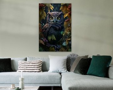 Portrait d'un hibou sur Digitale Schilderijen