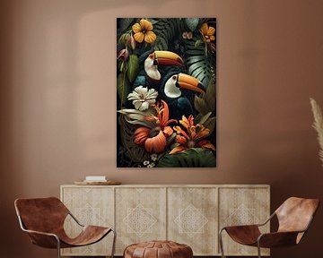 Zwei Tukane im Dschungel von Digitale Schilderijen