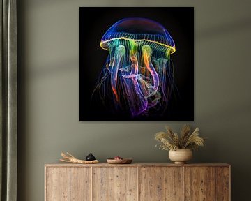 Neon-coloured jellyfish by Digital Art Nederland