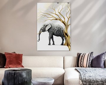 grijze olifant moderne kunst van haroulita