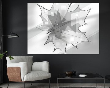 Feuilles de saison sèche grises Paysage Popart