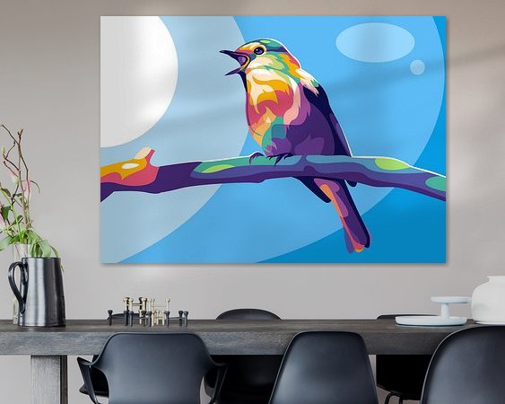 Voorbeeld van het werk in een kamer