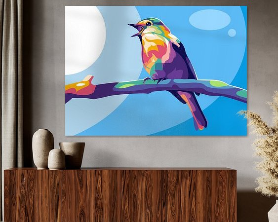 Voorbeeld van het werk in een kamer