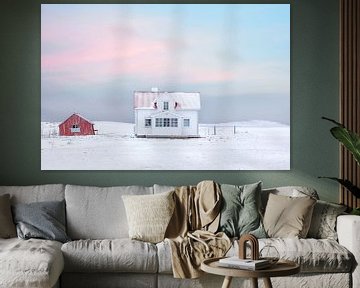 Wit houten huis in de sneeuw van Tilo Grellmann | Photography