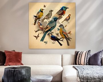 Collage Vogels van Preet Lambon