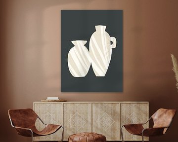 Striped Vases Beige van Bohomadic Studio