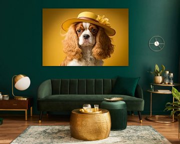 Cavalier King Charles Spaniel met een hoed. van AVC Photo Studio