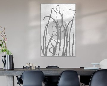Ikigai. Zon en gras. Abstracte minimalistische Zen kunst. Japanse stijl IV van Dina Dankers