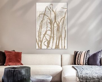 Ikigai. Sun and Grass. Abstract Zen art. Japandi style in earthy tints IV by Dina Dankers