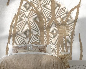 Ikigai. Sun and Grass. Abstract Zen art. Japandi style in earthy tints VII by Dina Dankers
