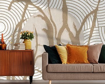 Ikigai. Sun and Grass. Abstract Zen art. Japandi style in earthy tints VIII by Dina Dankers