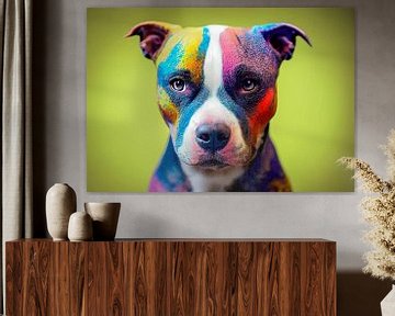 Portret van een hond met gekleurd haar, Art Illustration 01
