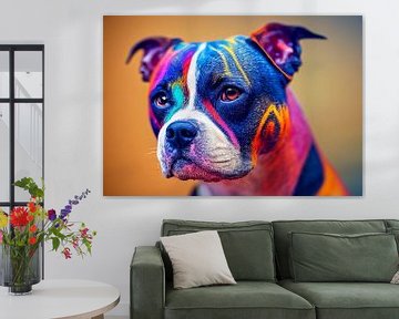 Portret van een hond met gekleurd haar, Kunstillustratie