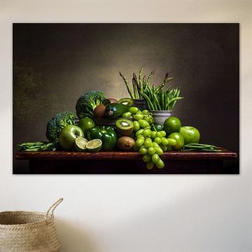 Grün! Klassisches Stillleben mit grünem Gemüse und Obst