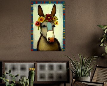 Donkey with a garland of flowers by Whale & Sons
