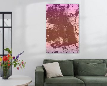 Moderne abstracte neon en pastels verloop kunst in roze en bruin van Dina Dankers