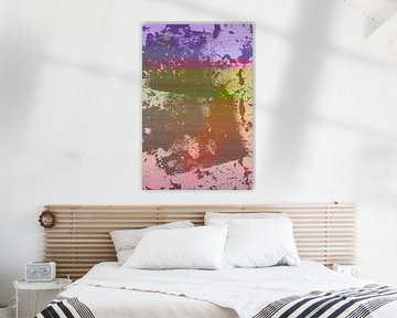 Moderne abstracte neon en pastel verloop kunst in bruin, roze en paars van Dina Dankers