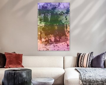 Modern abstract neon and pastels gradient art in green, purple, pink by Dina Dankers