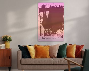 Art abstrait moderne néon et pastels en dégradé en rose, violet, marron sur Dina Dankers