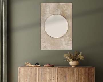 Abstract Zen art. Ikigai, Moon and Sun. Japandi style in earthy tints by Dina Dankers
