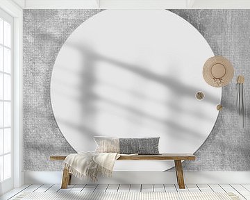 Abstracte Zen kunst. Ikigai, maan en zon. Japanse stijl in zwart-wit van Dina Dankers
