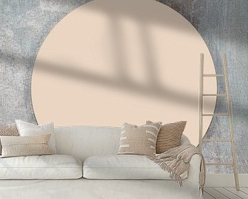 Abstrakte Zen-Kunst. Ikigai, Mond und Sonne. Japandi-Stil in Beige und Graubraun von Dina Dankers