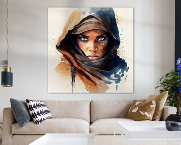 Watercolor Tuareg Woman #1 by Chromatic Fusion Studio