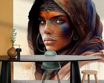 Aquarell Tuareg-Frau #9 von Chromatic Fusion Studio