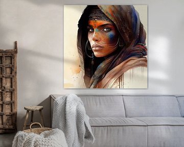 Watercolor Tuareg Woman #9 by Chromatic Fusion Studio