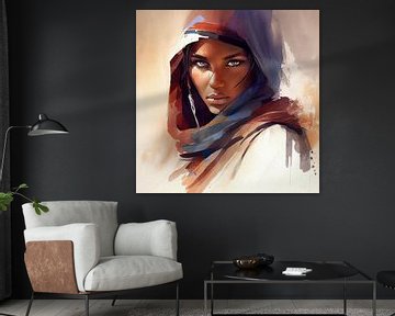 Watercolor Tuareg Woman #10 by Chromatic Fusion Studio