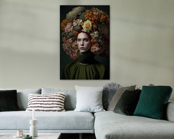 Woman with flowers in her hair by Bert Nijholt