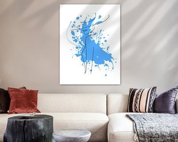 Femme de style Line Art avec accents bleus sur ArtDesign by KBK