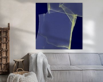 Moderne vormen en lijnen abstract in geel en blauw van Studio Allee