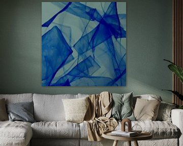 Moderne vormen en lijnen abstract in groen en blauw van Studio Allee