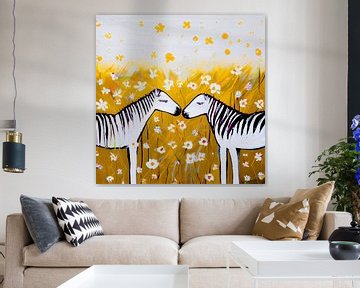 Zebras, hay and daisies by Bianca ter Riet