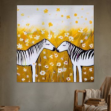 Zebras, Heu und Gänseblümchen von Bianca ter Riet