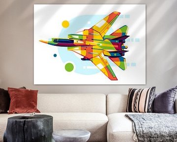 F-14 Tomcat Vliegende Jet in Pop Art van Lintang Wicaksono