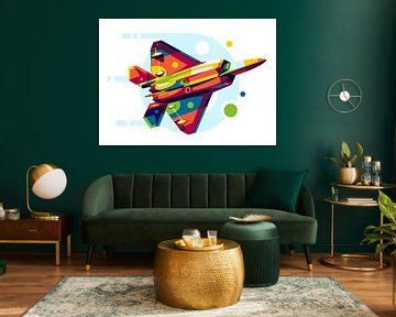 F-22 Raptor Rückenansicht in Pop Art von Lintang Wicaksono