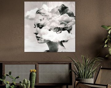 Hoofd in de wolken portret van Vlindertuin-Art