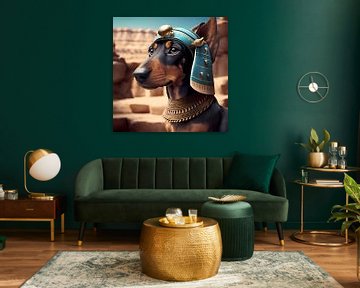 Dachshund as Pharaoh in Ancient Egypt