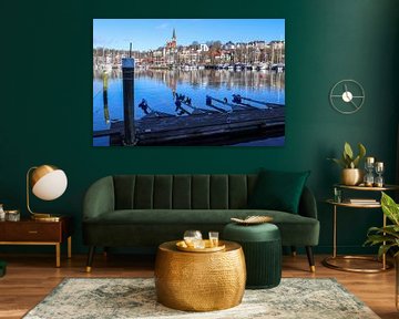 View of the historic harbour of Flensburg with some ships by MPfoto71