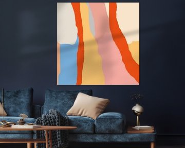 Pastels. Good vibes modern abstract schilderij in roze, blauw, geel, beige